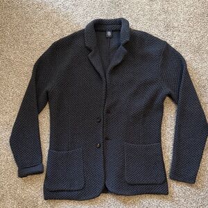 Eleventy Charcoal Knit Wool Blazer